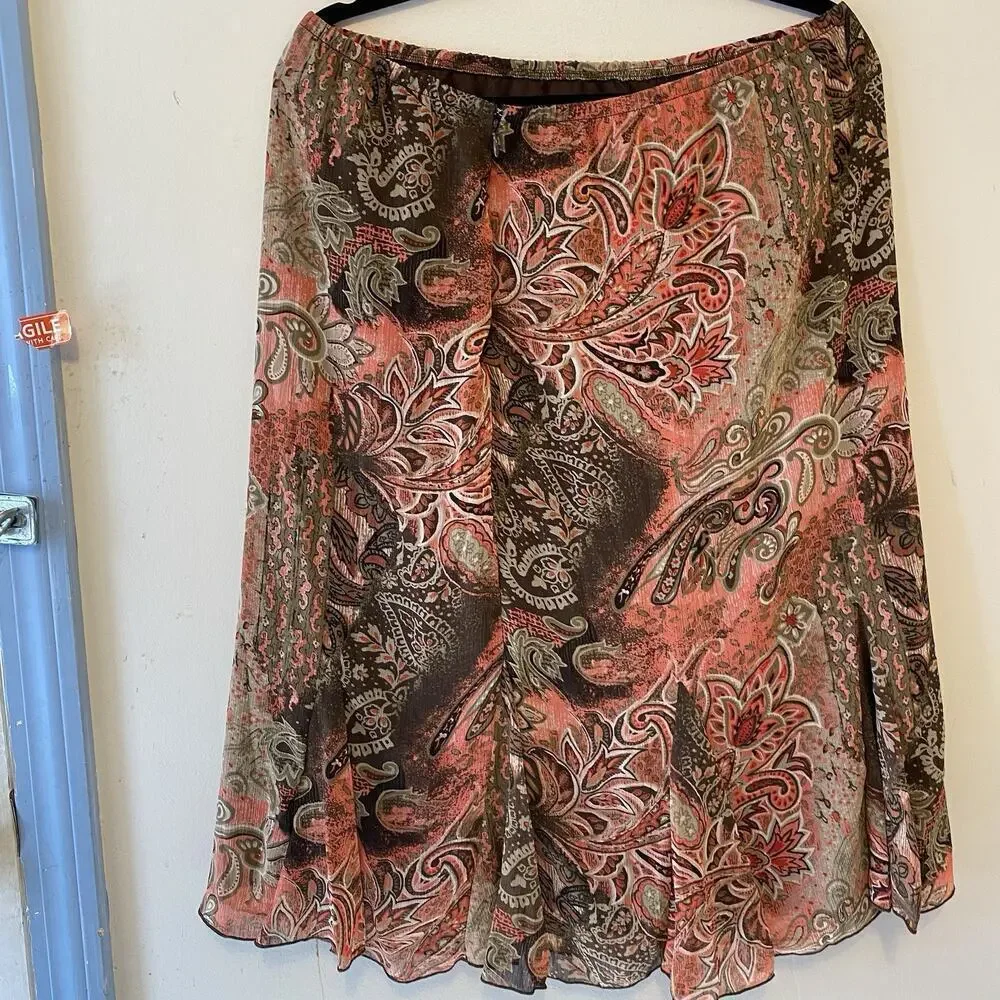 VTG Y2K Macy MidiSkirt PL Cottage Western Prairie Paisley Sheer Hippie Fairycore